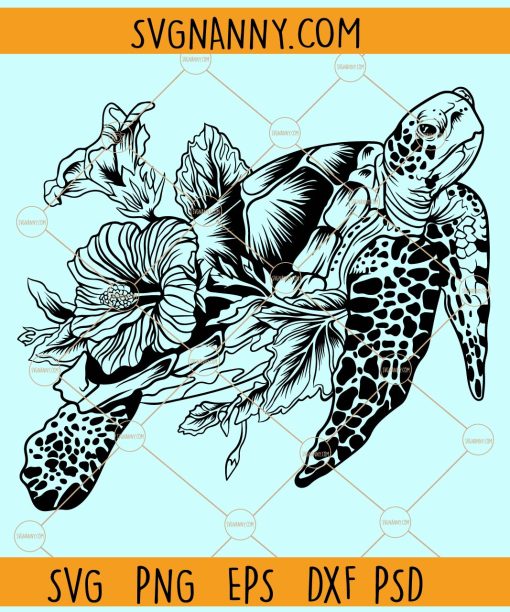 Turtle With Flowers SVG, Turtle SVG, Turtle with Flowers png, Turtle with Flowers Clipart sv