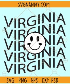 Virginia Retro Smiley svg¸ Virginia svg, Virginia state svg, US State svg, American state svg