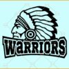 Warrior head dress svg, Warrior Football svg, Warrior mascot svg, Team spirit svg