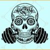 Weightlifting Skull SVG, Sugar skull Weightlifting Svg, Weightlifting svg, Sugar Skull SVG