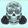 Weightlifting Skull SVG, Sugar skull Weightlifting Svg, Weightlifting svg, Sugar Skull SVG