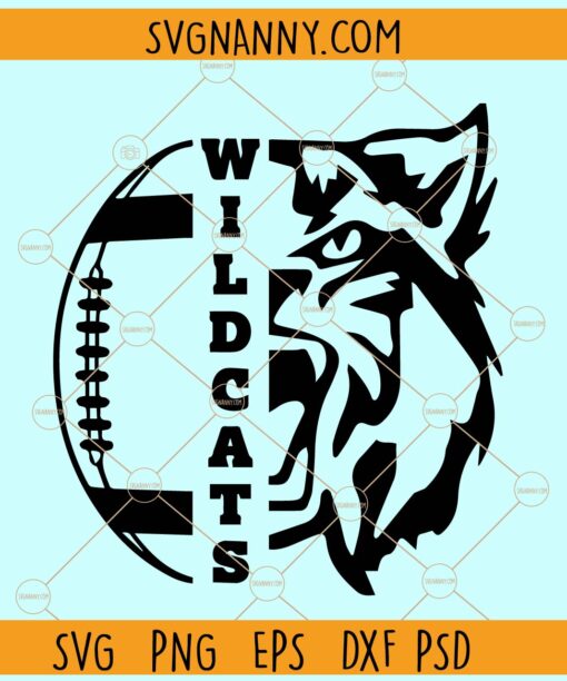 Wildcats heart SVG, Wildcats half face SVG, Wildcats SVG File, Wildcats Football SVG, Football SVG