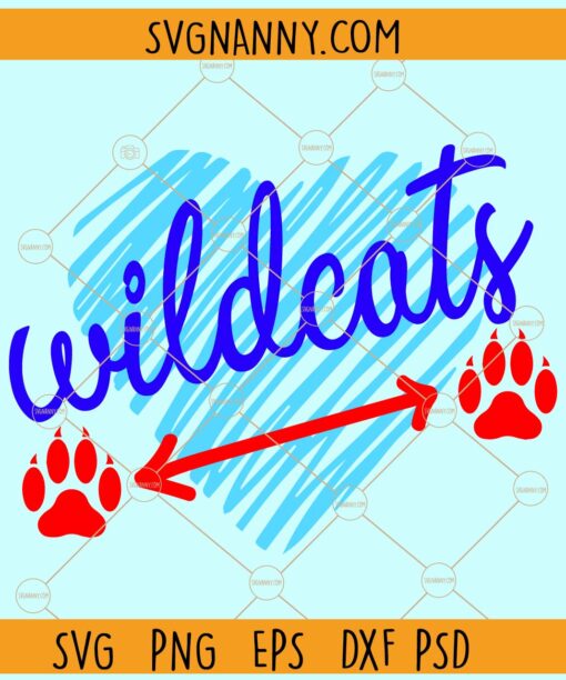 Wildcats heart SVG, Wildcats SVG File, Wildcats Football SVG, Football SVG