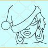 Woman with Santa Hat svg, Christmas Black Afro Girl with Santa Hat svg, Christmas svg