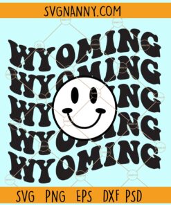 Wyoming retro Smiley svg¸ Wyoming svg, Wyoming state svg, US State svg