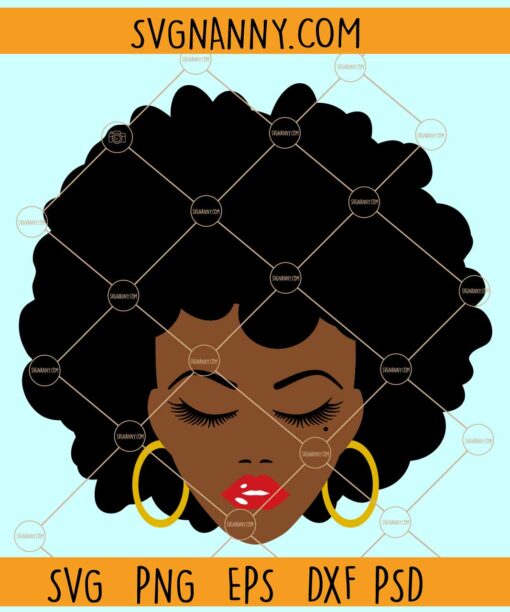 Afro woman face svg, Black woman face svg, Natural Hair Svg, Melanin svg, Afro svg