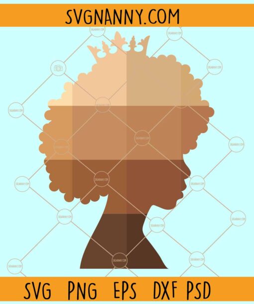 Afro woman melanin shade SVG, Black Woman svg, Afro svg, Curly Hair svg, Melanin svg