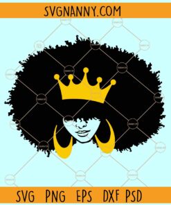 Afro woman with crown SVG, Afro Girl Svg, Curly Hair Svg, African American svg