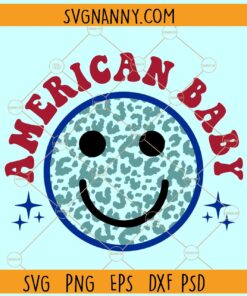 American babe smiley SVG, Leopard smiley face svg, fourth of july svg, patriotic svg