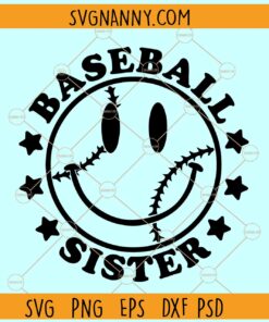 Baseball Sister smiley SVG, Baseball smiley svg, Baseball Svg, Baseball Sister Svg