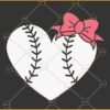 Baseball heart with bow svg, Baseball with Bow Svg, Baseball Svg, Baseball Heart svg