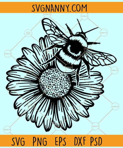 Bee and Sunflower SVG¸ Honey bee svg, Sunflower svg, Bumble bee svg, Summer svg