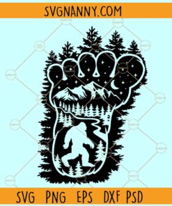 Bigfoot Print SVG, Big Foot in Forest SVG, Big Foot SVG