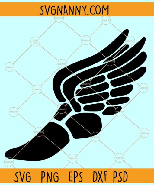 Black Winged Running Shoe SVG, Track Shoes with Wings svg, Track and field clip art svg