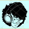 Black Woman In Headphones SVG, Black Woman svg, Afro Woman svg