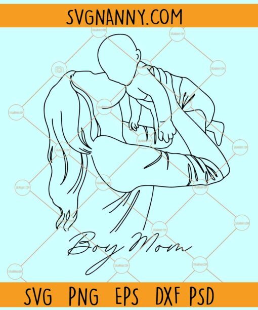 Boy Mom Line art SVG, boy mom svg, mom of boys svg