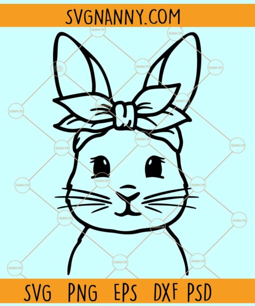 Bunny Bandana SVG, Bunny with bandana SVG, Cute Bunny With Bandana Svg