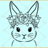 Bunny Face with Flower SVG, Easter Bunny with Flower SVG,  Easter Bunny svg files