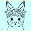 Bunny Face with Flower SVG, Easter Bunny with Flower SVG,  Easter Bunny svg files