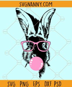 Bunny sunglasses svg, Bunny with bubblegum svg, Easter bunny svg, Sunglasses Bunny svg