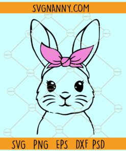Bunny with bandana SVG, Cute Bunny With Bandana Svg, Bunny Svg, Easter Bunny Bandana svg