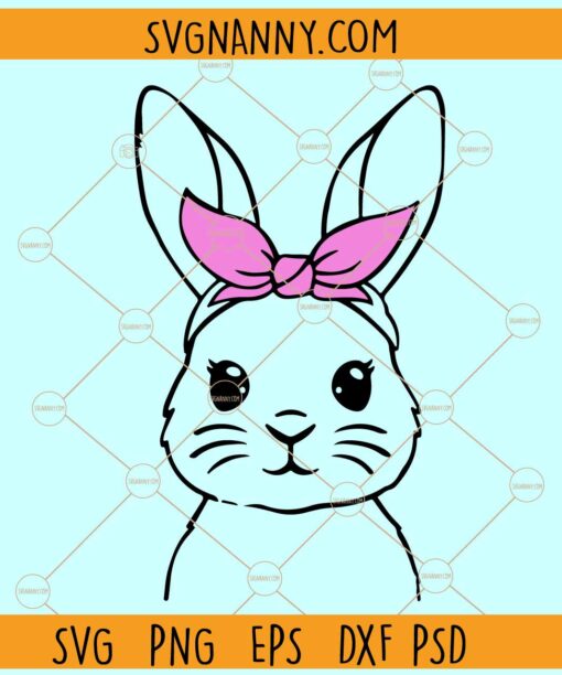 Bunny with bandana SVG, Cute Bunny With Bandana Svg, Bunny Svg, Easter Bunny Bandana svg