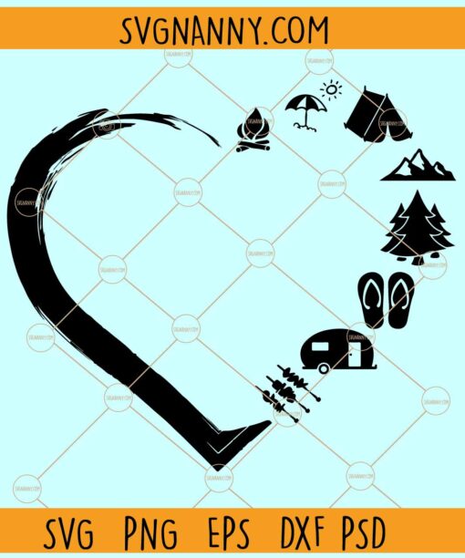 Camping heart SVG, Camper Heart SVG, Love Camping svg, Camping Shirt Svg, Camp Life Svg