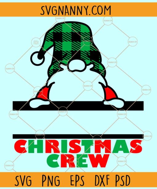 Christmas crew split svg, Christmas monogram svg, Gnome split monogram svg