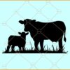 Cow with calf SVG, Cow and calf Scene clipart svg, Farm scene svg, Cows svg