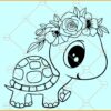 Cute baby turtle SVG, Floral baby turtle svg, Floral svg, Cute Floral baby turtle svg
