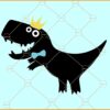 Dinosaur with bow and crown svg, Boy Dinosaur svg, Dino svg