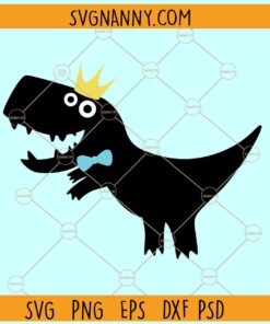 Dinosaur with bow and crown svg, Boy Dinosaur svg, Dino svg