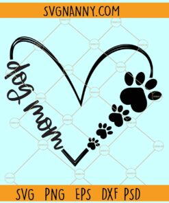 Dog mom paw print heart svg, Dog Mom SVG, Dog Mama SVG, Dog Paw Print SVG