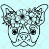 Floral bulldog svg, Floral bulldog Head svg, Floral dog svg, Flower dog svg, Bulldog with Flowers svg
