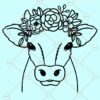 Floral cow svg, Floral cow Head svg, Floral cow svg file, Flower cow svg, cow with Flowers svg