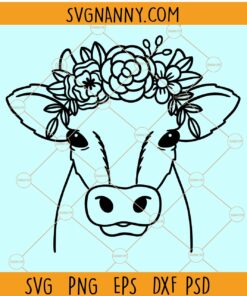 Floral cow svg, Floral cow Head svg, Floral cow svg file, Flower cow svg, cow with Flowers svg