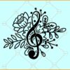 Floral music note SVG, Flower Music Notes Svg, Music SVG, Music Lover Svg, Musician Svg
