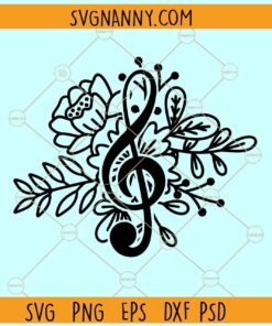 Floral music note SVG, Flower Music Notes Svg, Music SVG, Music Lover Svg, Musician Svg