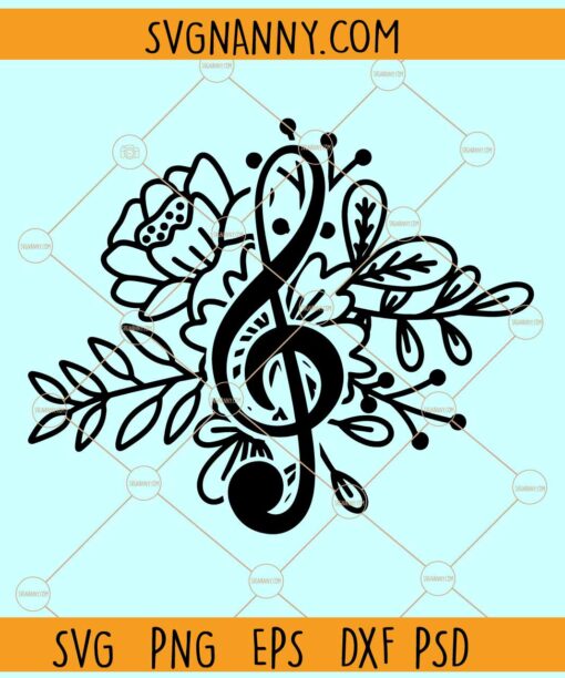Floral music note SVG, Flower Music Notes Svg, Music SVG, Music Lover Svg, Musician Svg