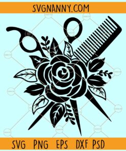 Floral scissors SVG, Hair stylist SVG, Floral Hairdresser svg, Hair salon svg