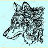 Floral wolf svg, wolf With Flowers Svg, wolf Svg, wolf Flower Svg, Forest wolf png