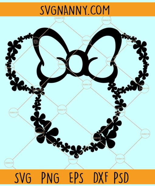 Flower and Garden Minnie Mouse SVG, Minnie Mouse Ears with flowers SVG, Disney SVG