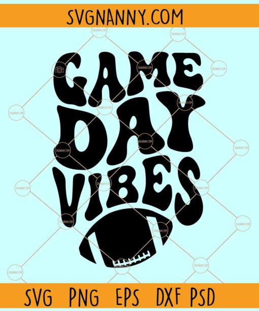 Game day Vibes SVG, Wavy Letters svg, Game day Vibes png, Football svg