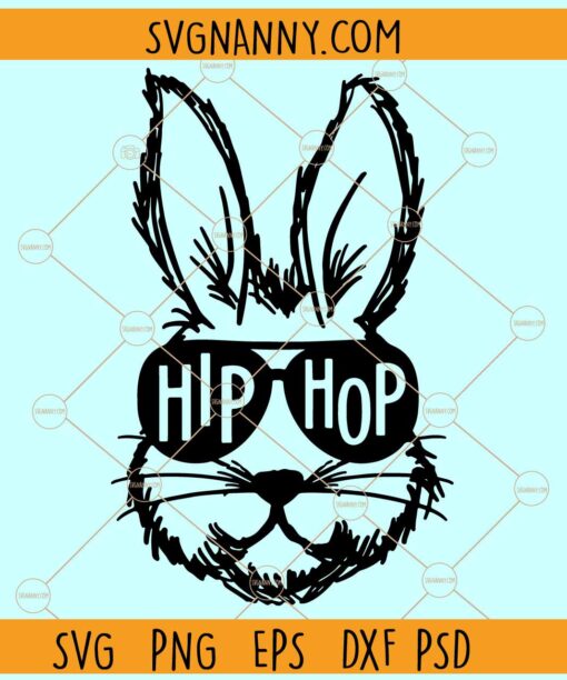 Hip hop Easter bunny with sunglasses svg, Bunny Face Sunglasses Svg, Rabbit Sunglasses Easter Day Svg
