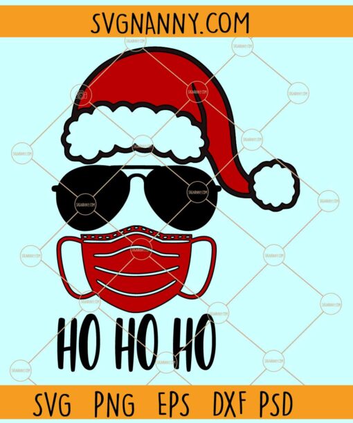 Ho ho ho santa with mask svg, Quarantine Christmas svg, Santa svg, Christmas shirt svg