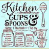 Kitchen Conversion Chart svg, Kitchen Measurements SVG, Kitchen Conversion SVG