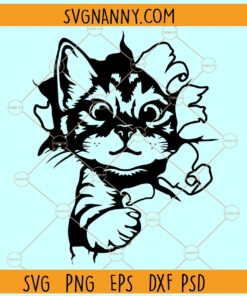 Kitty On The Wall SVG, Cat on the wall svg, Cute Animal T-Shirt svg, Kitty through The Wall SVG