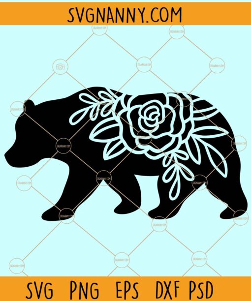 Mama bear floral svg, Mama Bear SVG, Mama Bear With Flowers Svg, Mama Bear Svg
