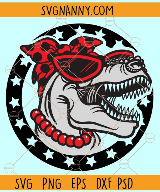 Mamasaurus with Red Bandana and Sunglasses SVG, Dinosaur Svg, Mamasaurus Svg, Dino Mom Svg