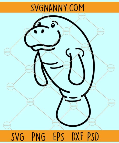 Manatee SVG file, Manatee svg, Smiling Manatee Svg, Cute Manatee Svg